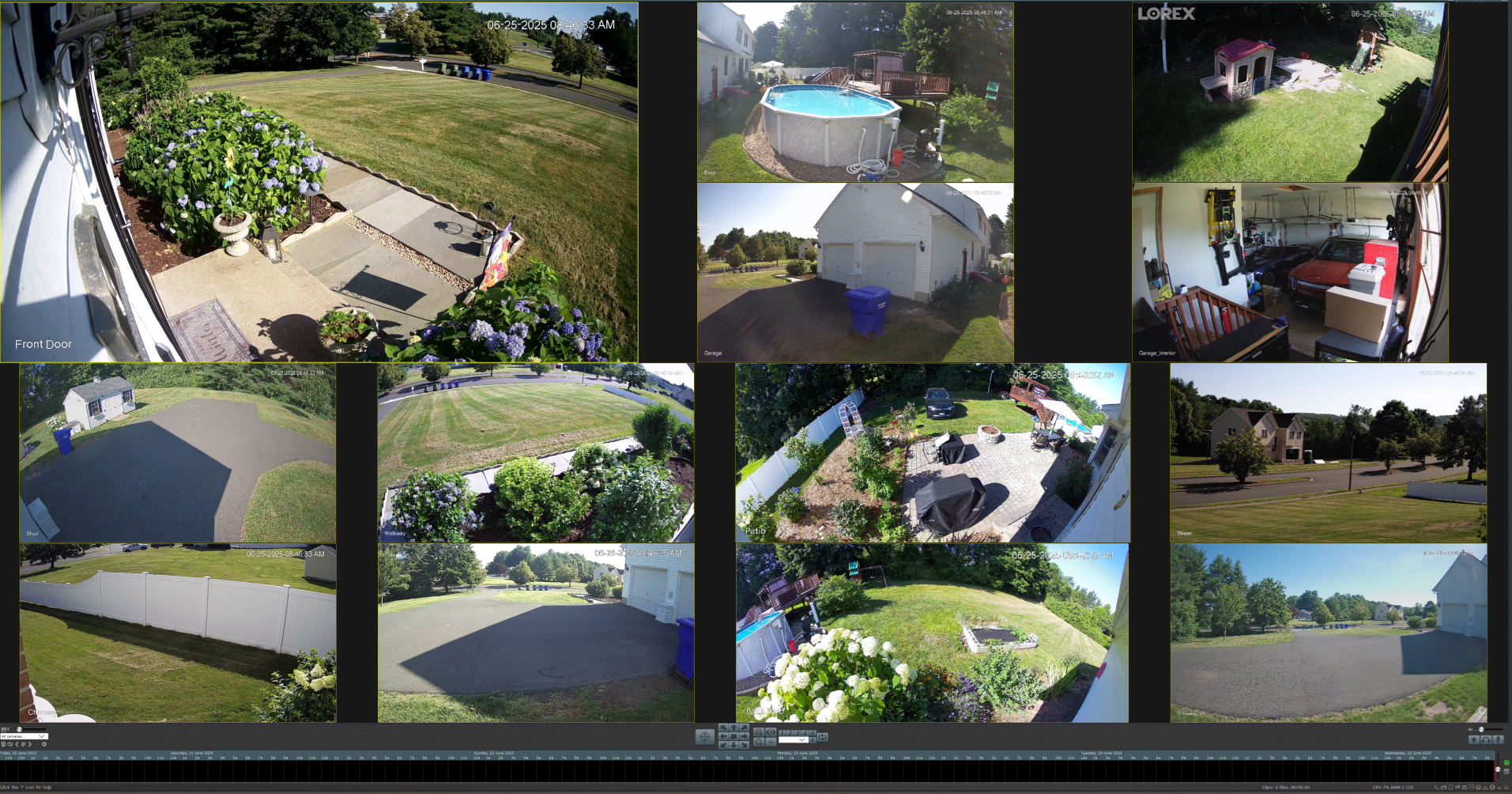 Lorex security camera system showing multiple camera angles and crystal clear footage from real installation